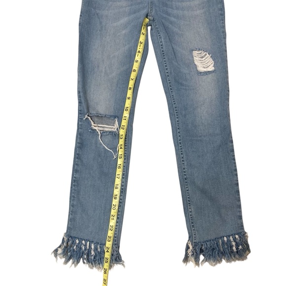Free People We The Free Blue Ankle Cropped Fringe Jeans, Light Wash, Women’s 25 - Picture 8 of 10
